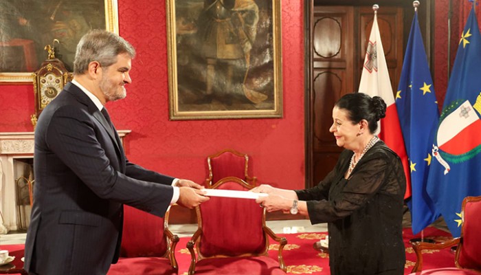 Ambassador of the Federative Republic of Brazil Renato Mosca de Souza presented his Letters of Credence to President Myriam Spiteri Debono at the Presidential Palace, Valletta.