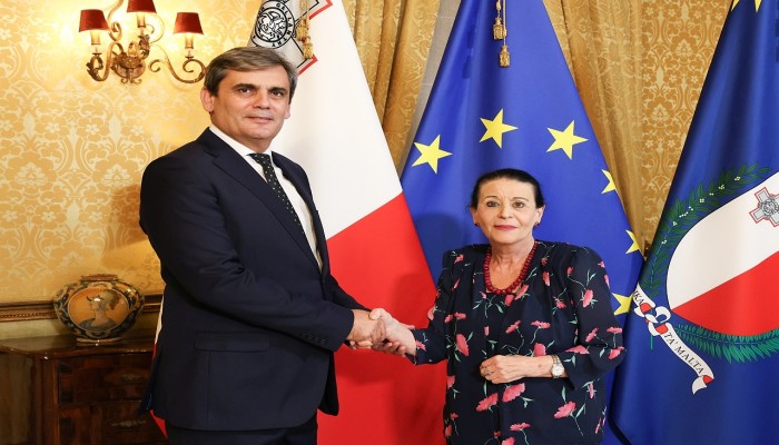 The President of Malta, Myriam Spiteri Debono, received a courtesy visit by the Deputy Prime Minister and Minister for Foreign Affairs of Montenegro, Ervin Ibrahimović.